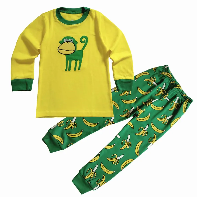 PT1, Monkey, Baby Children girls boys pajamas, 100 Cotton long sleeve