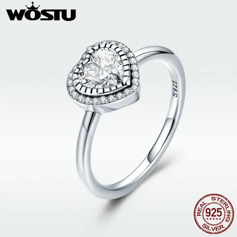 

WOSTU 2019 New 100% 925 Sterling Silver Dazzling Clear Zircon Finger Rings For Women Wedding Luxury Fashion Jewelry Gift DXR423