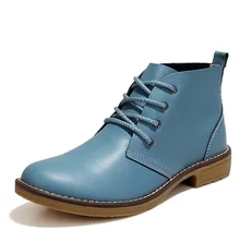 2017 Fashion Women Boots Winter Lace Up Genuine Leather Classic Shoe High Top Flat Brand Casual Shoes Boots