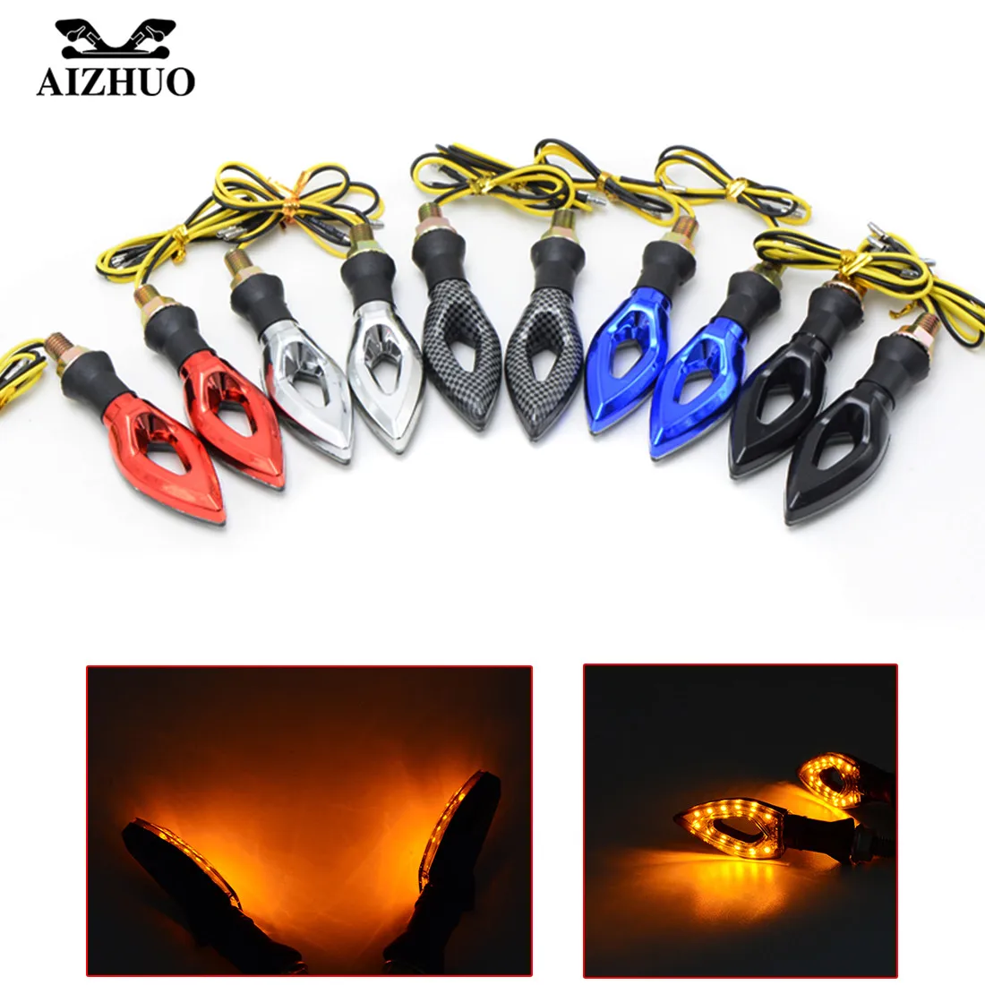 2PCS Motorcycle Turn Signal Indicators Lights Amber Light Universal 12 LED Blinker Lamp FOR HONDA CBR929RR 600RR 954RR CB1000R