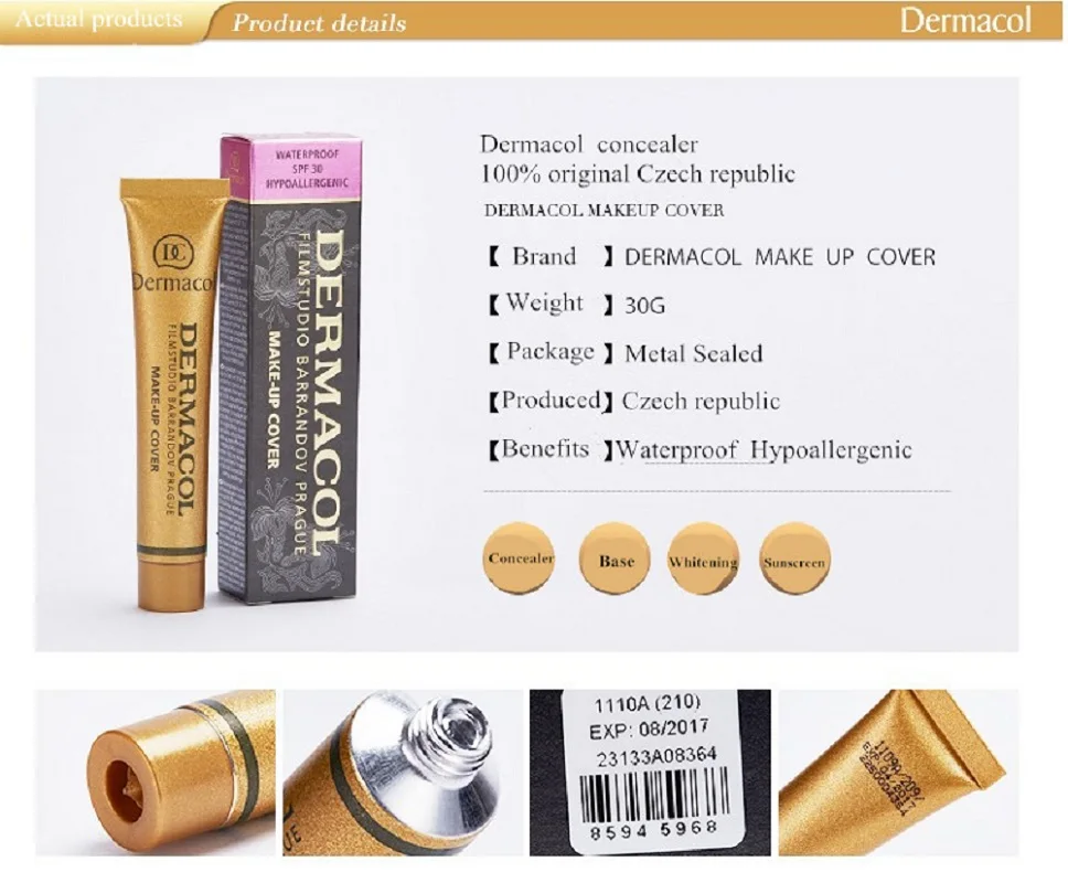 100 Original Dermacol Make Up Cover 30g Base Dermacol Professional Primer Concealer Face Makeup Foundation Contour Palette Base Palette Base Primer Concealerdermacol Make Up Cover Aliexpress