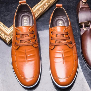 

Fashion British Business Spring Autumn Basic Breathable Casual Comfy Men Shoes Driving Soft Outdoor Microfiber Leather Lace Up