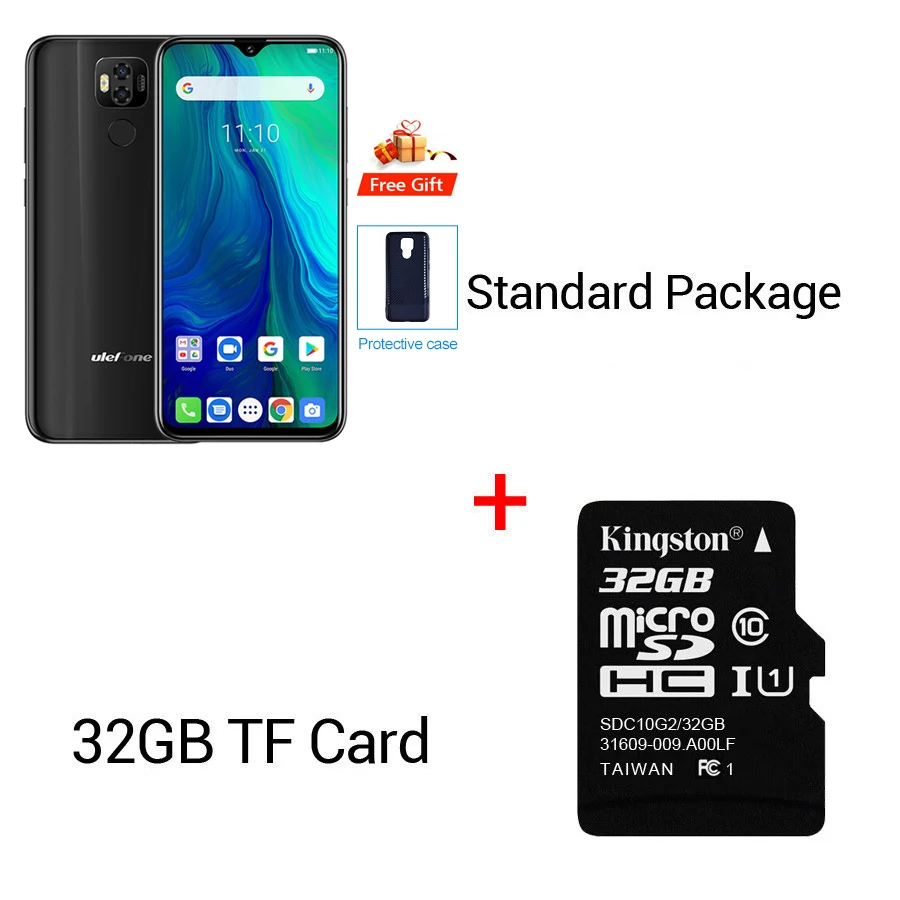 Мобильный телефон Ulefone power 6 19:5:9 FHD+ 6,3 ''Face ID Android 9,0 MTK67635V Восьмиядерный 4 Гб 64 Гб 6350 мАч NFC OTG - Цвет: Black N 32GB Card