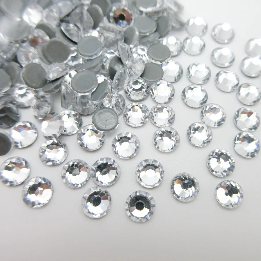 

AAAAA Top Quality SS3-SS40 Hot fix DMC Crystal clear flatback glass Strass rhinestone hotfix iron on garment diy decoration