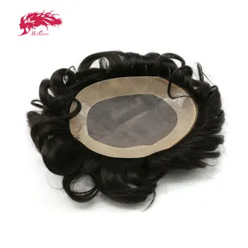 Parrucchino per capelli Ali Queen per parrucche da uomo Sistemi di sostituzione Mono con parrucchino indiano NPU Densità 120% 1B #   Parrucca per capelli da uomo D7-3