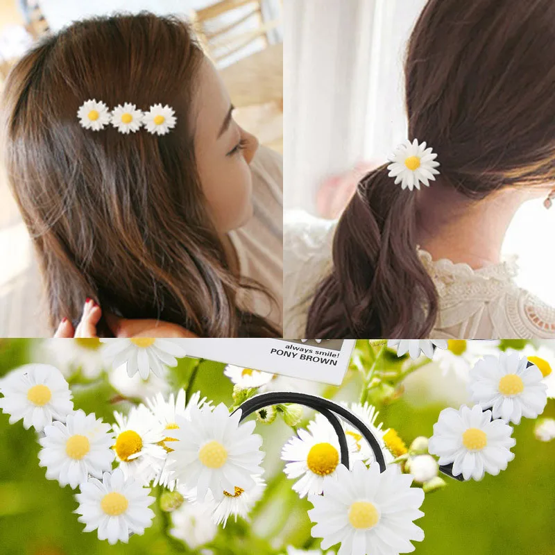 

Cute Women Girls Colorful Sun Flower Elastic Hair Band Daisy Hair Clip Hairpins Women Hair Rope Headwear Hair Accessories
