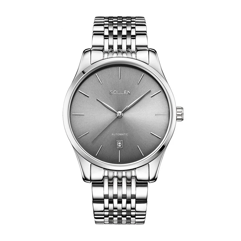 

SOLLEN SL9008 watches men luxury brand ultra-thin series automatic mechanical sapphire scratch shock Interstellar gray