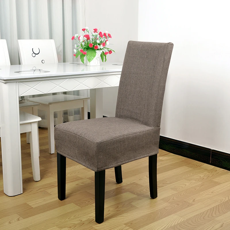 

Customize simple modern chair cover hotel office restaurant dining chair cover thickening imitation flax linen fabric