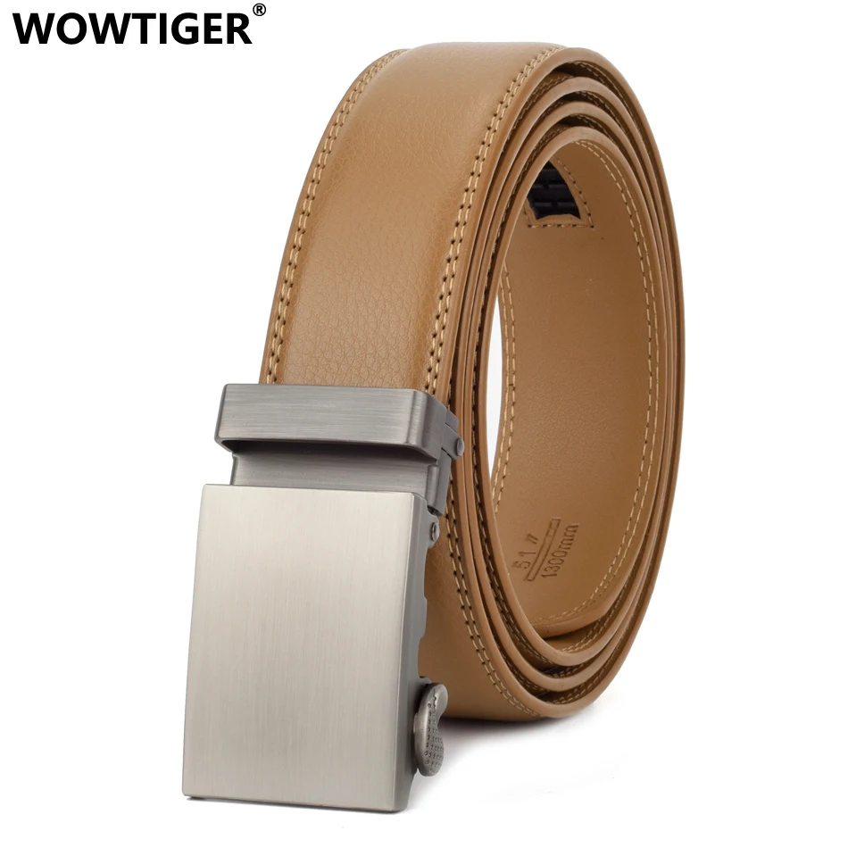 

WOWTIGER 35mm Cowhide Genuine Leather Belt For Men High Quality Male Brand Ratchet Automatic Luxury belts Cinturones Hombre
