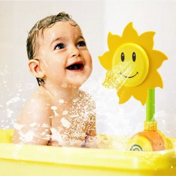 

sunflower Baby Bath Toy Showers Bathing spouts Suckers Folding Spray Faucet Play Bathroom Water Toys For Children free shipping