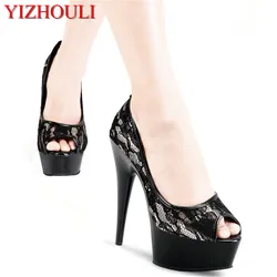 15cm banquet photo order shoes, night club super high heels, fine and waterproof platform for high-end princess Dance Shoes