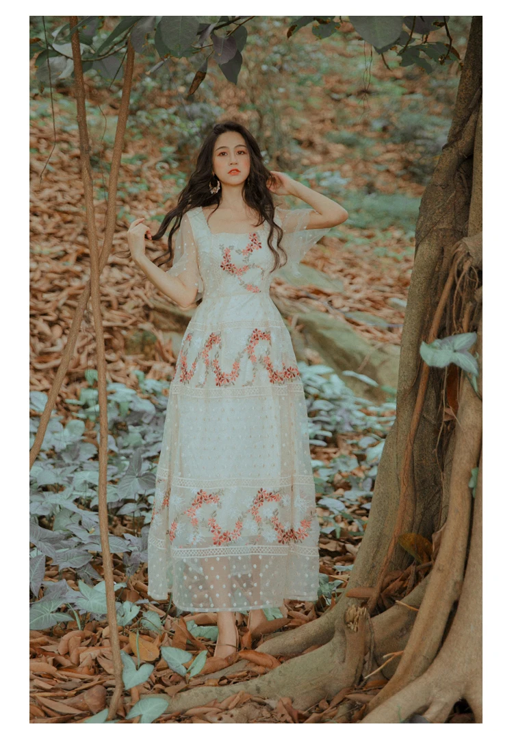 YiLin kay лето стиль Половина рукава многоцветный тяжелой промышленности вышивка платье Весна и лето праздничное
