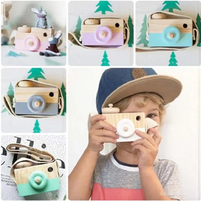 

Cute Wooden Toy Camera Baby Kids Hanging Camera Photography Prop Decoration Children Educational Toy Birthday Christmas Gifts