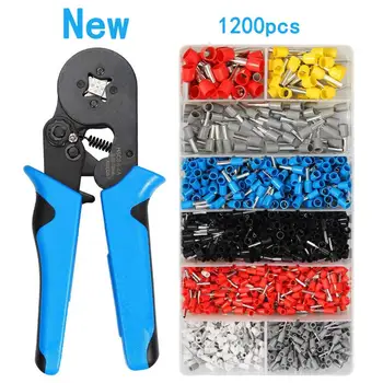 

HSC8 6-4A Upgraded mini crimping tools pliers kit 1200pcs tubular terminals box 0.08-10mm high precision clamp set