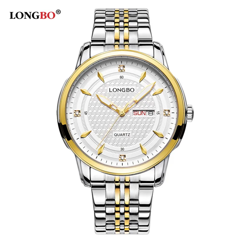 

LONGBO Luxury Brand Lovers Watch Dress Stainless Steel Men Quartz Wrist Watch Female Calendar Couple Relogio Masculine Feminino