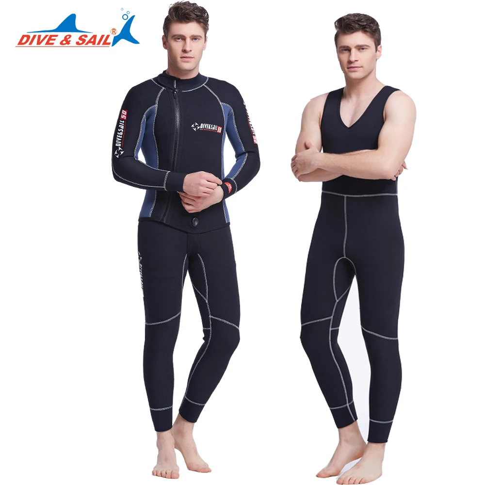 

men's Scuba Diving Wetsuit Men 5mm Diving Suit Neoprene Swimming Wetsuits 2 piece Surf Triathlon Wet Suit Swimsuit Full Bodysuit