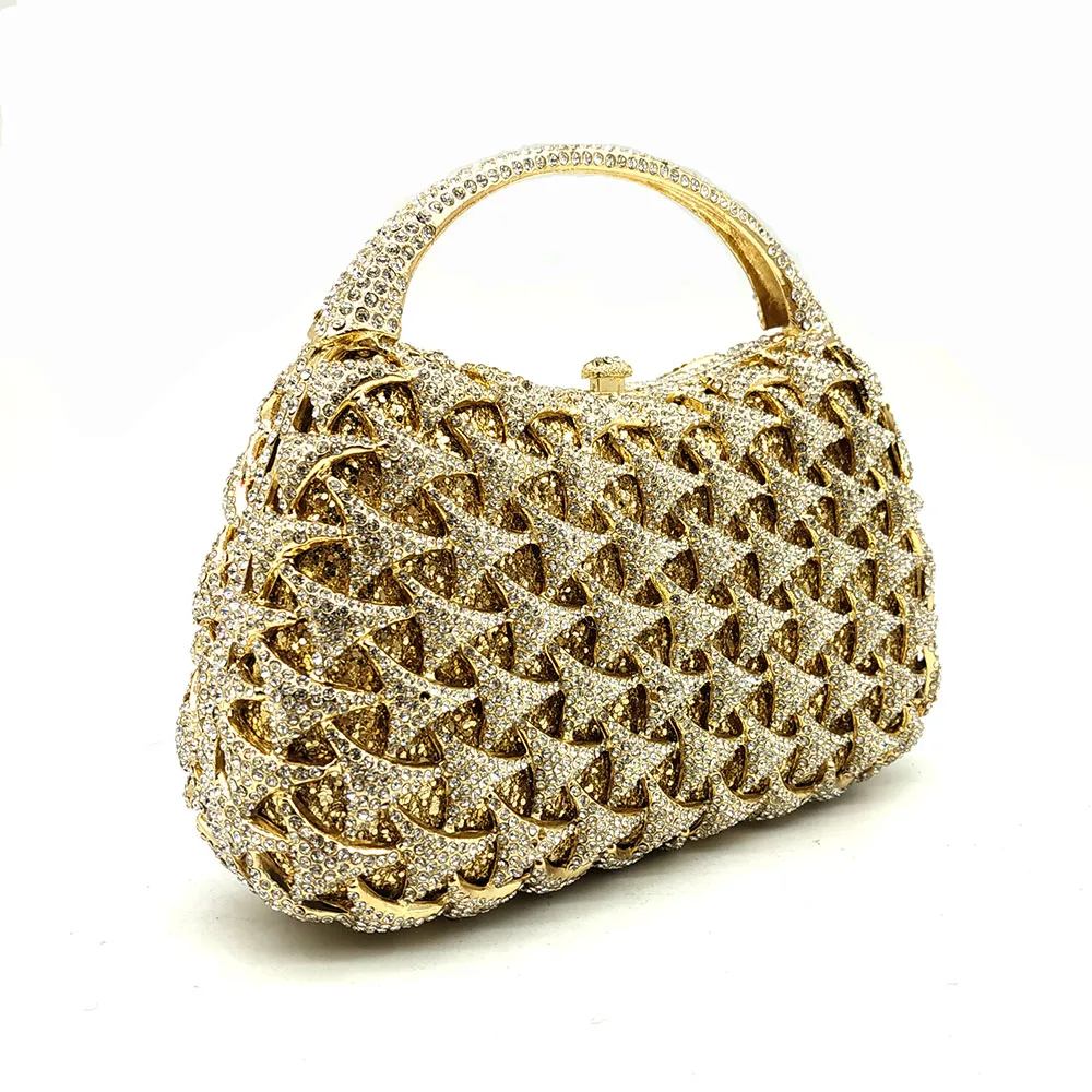 Boutique De FGG женские вечерние сумочки с золотыми кристаллами, с верхней ручкой, минодьер, клатч для свадебной вечеринки, Коктейльная сумочка и сумочка