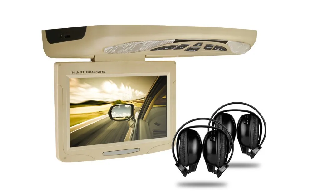 Cheap XTRONS Beige11.3"Digital car Monitor Flip down Car Roof DVD Player Overhead car Ceiling Monitor USB FM Game Disc +2 IR Headphone 1