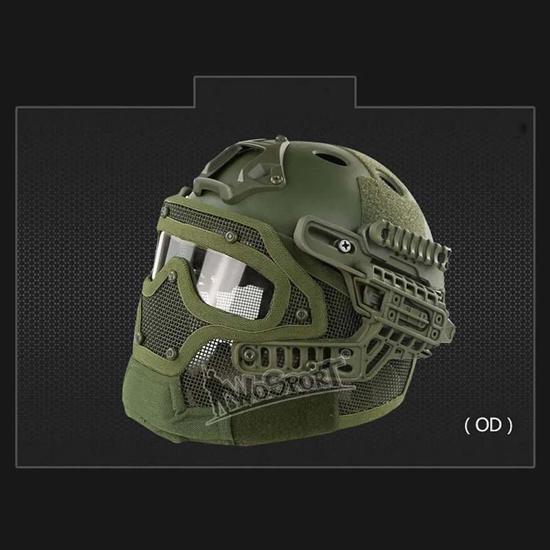 Военный Тактический шлем покрывает открытый Пейнтбол Быстрый Шлем полная маска Защита головы унисекс для спорта на открытом воздухе - Цвет: Pure OD