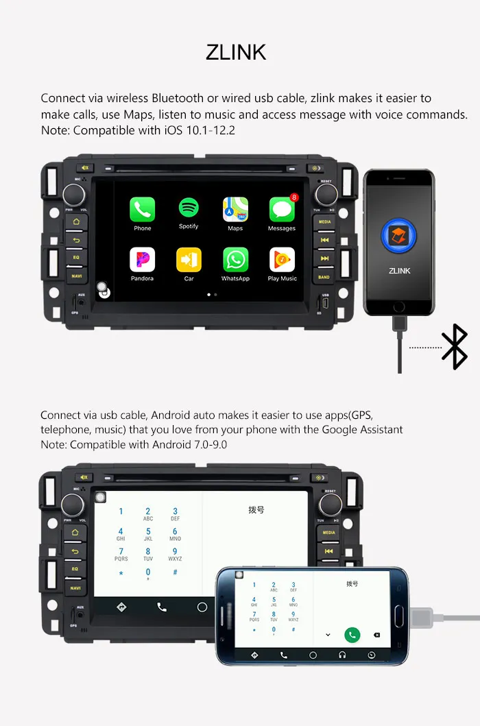 Clearance 7" Android 8.1 Car Stereo Radio Audio Head Unit for Chevrolet/GMC GPS Subwoofer DSP SPDIF Carplay DVR OBD DAB SIM Card Bluetooth 10