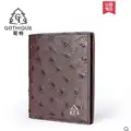 Мужской бумажник из страусиной кожи gete, мужской короткий бумажник из вертикальной кожи с отделением для карт и визитной карточкой, 2019
