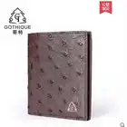 Мужской бумажник из страусиной кожи gete, мужской короткий бумажник из вертикальной кожи с отделением для карт и визитной карточкой, 2019