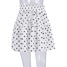 Цветочный принт летнее платье для причастия с оборками и Высокая талия короткая юбка женская нижняя часть в горошек Обёрточная бумага Мини-юбки Для женщин сексуальный Стиль юбка в уличном стиле