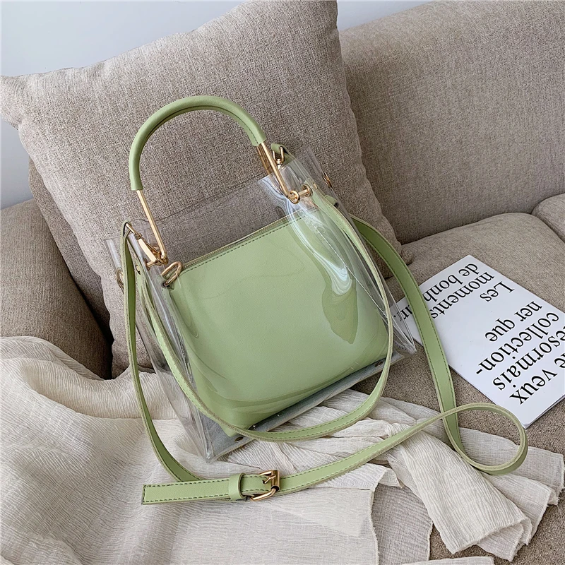 

Burminsa Summer Beach Small Transparent Women Handbags Clear PVC Female Shoulder Crossbody Bags Large Capacity Tote Bags 2019