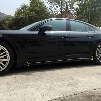 

Car Styling Exterior Car Door Body Lower Bottom Mouldings Sill Cover Trim 4 pcs For Porsche Panamera 2017 2018