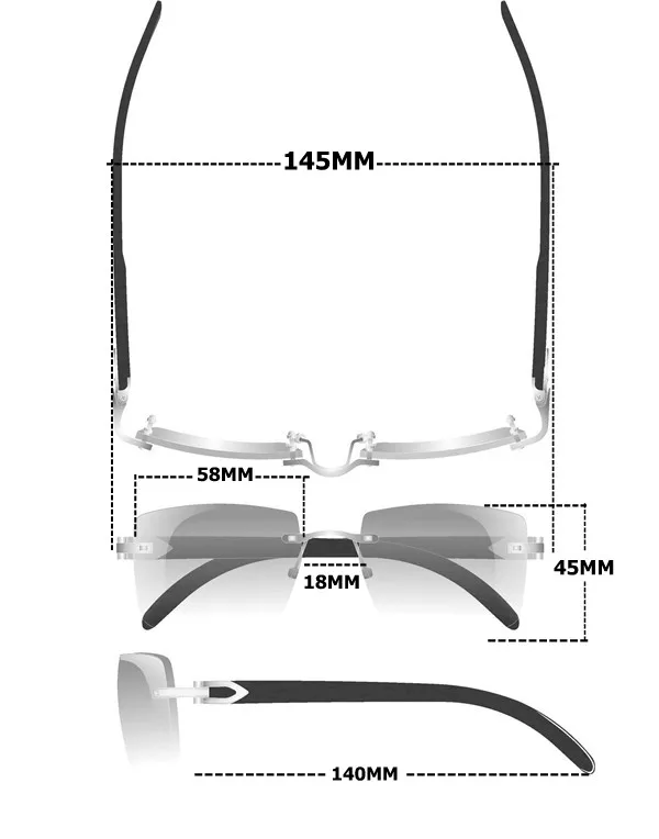 Cartier 3524018 Rimless Wood Sunglasses (1)
