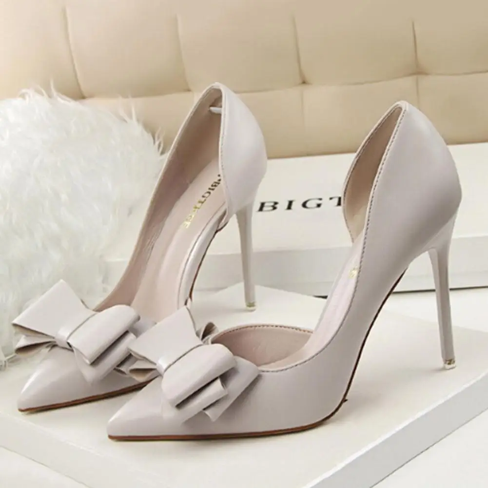 

Fashion Women Pointed-Toe Stiletto Pumps Sweet Bowknot Thin High Heels Shoes