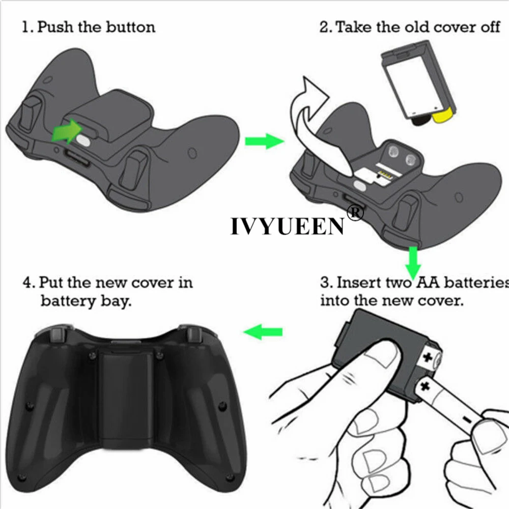 Чехол IVYUEEN для Xbox 360 1 шт. чехол аккумуляторной батареи черный белый с беспроводным