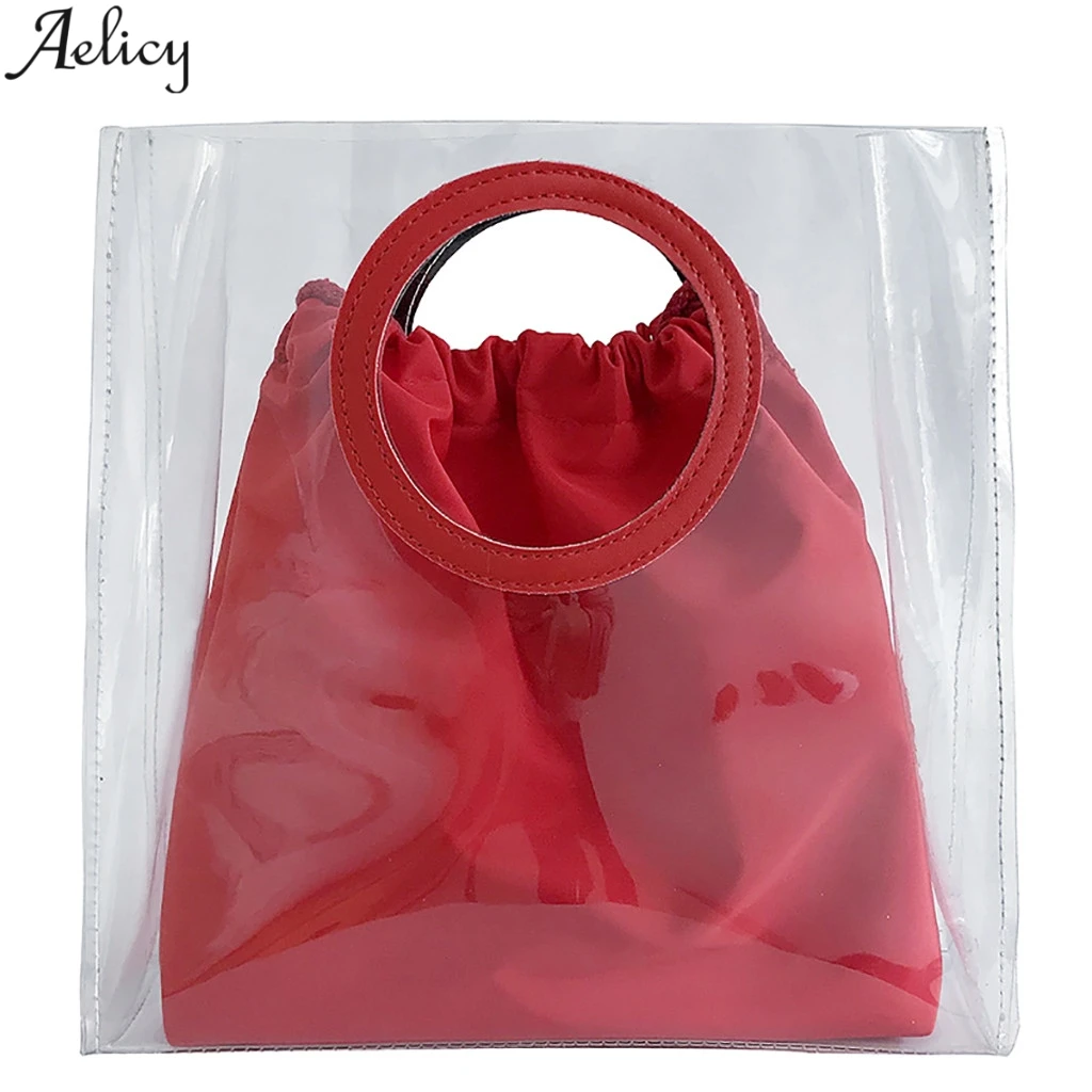 

Aelicy 2pcs Transparent Messenger Bag Women Solid Pvc Handbag Ladies Mobile Phone Shoulder Bag Versatile Crossbody Bag Hot Sales