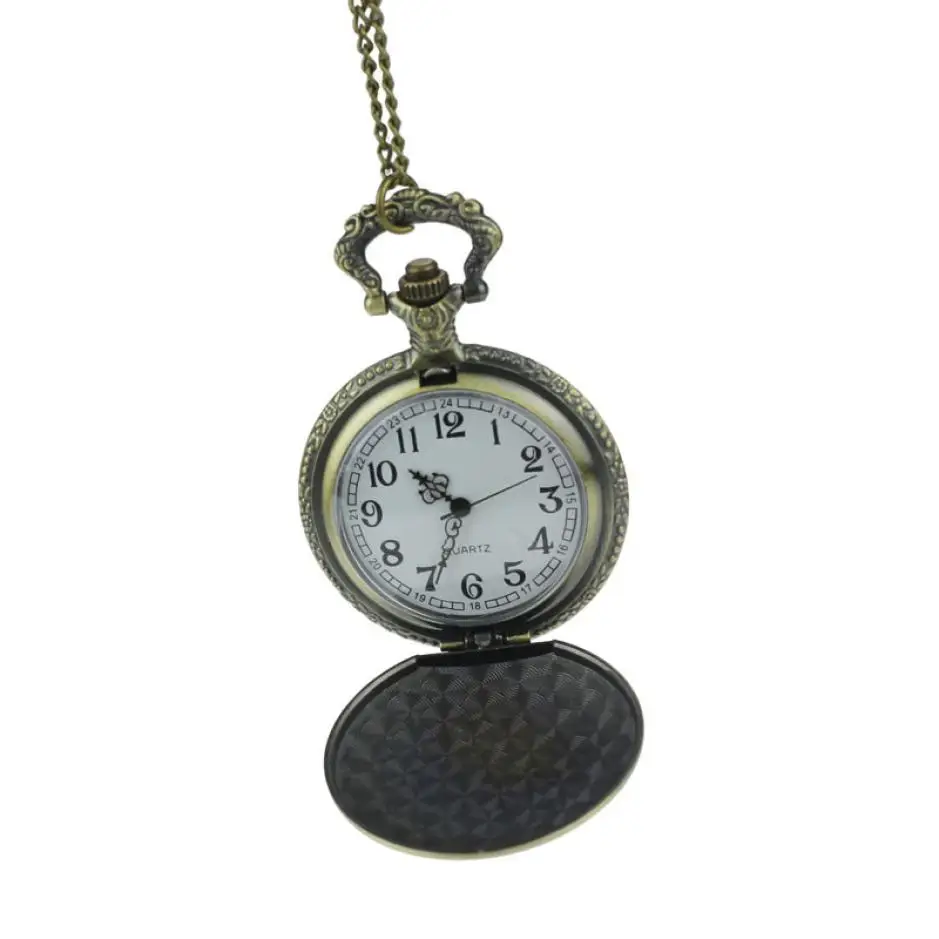 

Timezone #501 Vintage pocket watch retro necklace pendant skull chain quartz clock Pocket watch