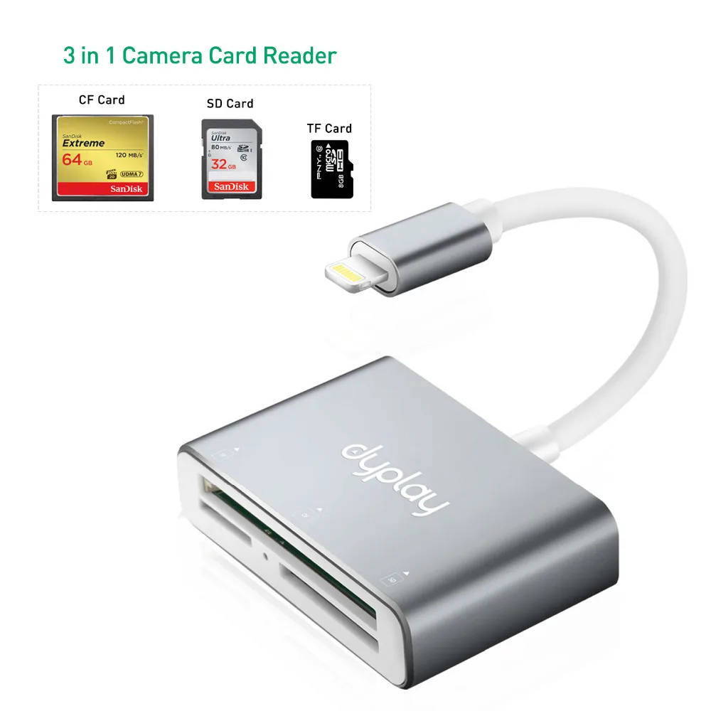 3 в 1 OTG кард-ридер SD CF TF для Lightning порт адаптер для передачи данных на iPhone iPad iPod удлинители