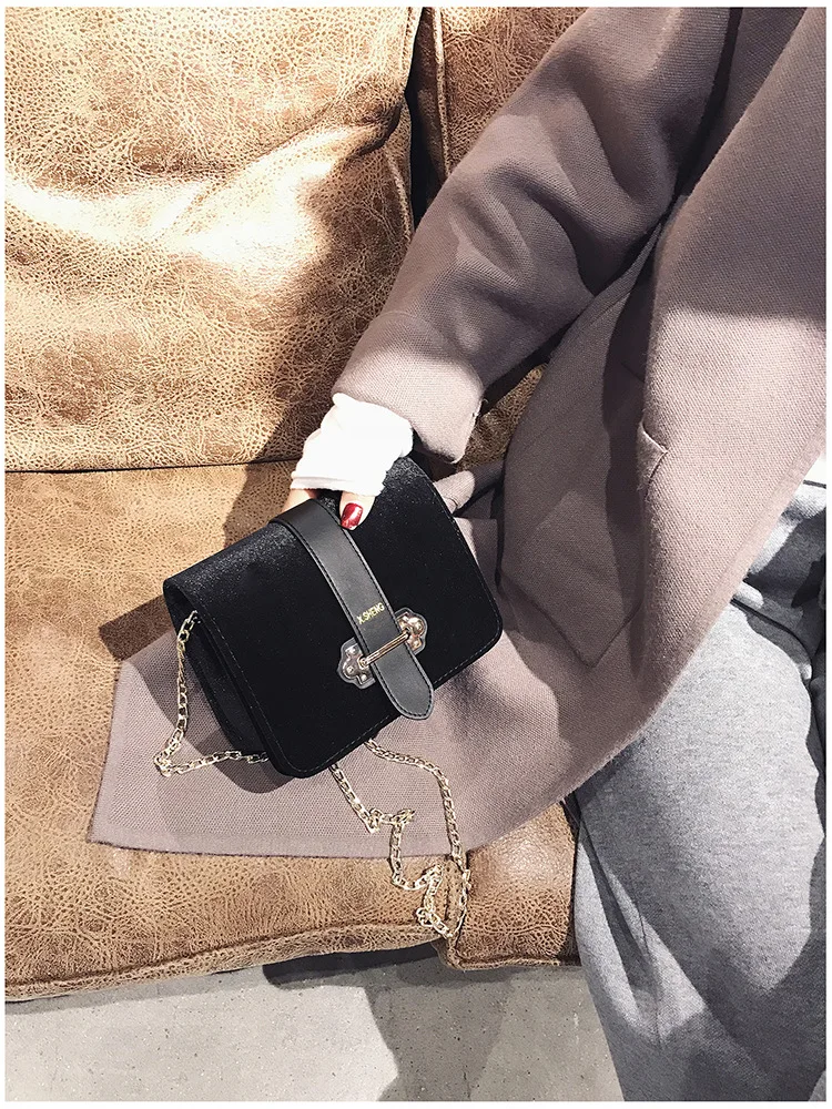 Модная новая женская сумка высокого качества бархатные женские сумки ретро дикая цепь маленькая квадратная сумка элегантная сумка для телефона сумки на плечо