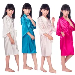 2016 атласная пижама для детей, детская одежда для сна, высококачественное вечернее платье для девочек с цветочным узором, кимоно, халаты