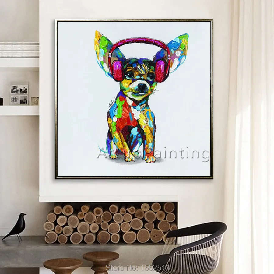 Картина с собакой ручная роспись милая собака поп арт на холсте картина маслом