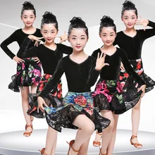 New Latin Dance Dress For Girls Ballroom Dancing Dress Girl Dancewear Kids Costume Ballet Vestido Baile Latino Girls Samba Dress