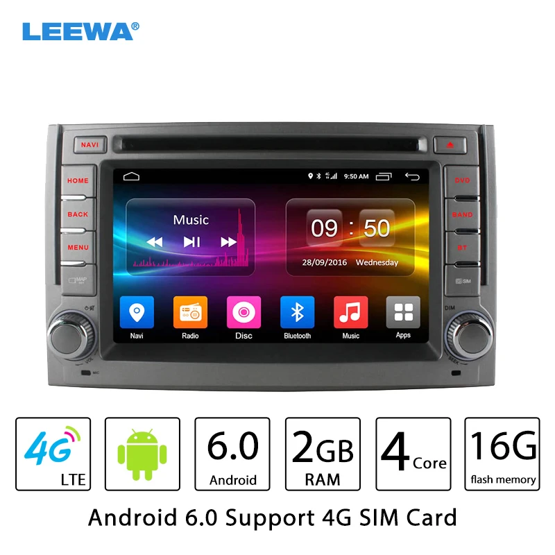 

LEEWA 6.2" Android 6.0 (64bit) DDR3 2G/16G/4G LTE Quad Core Car DVD GPS Radio Head Unit For Hyundai H1/H-1/H3Grand Starex/i800