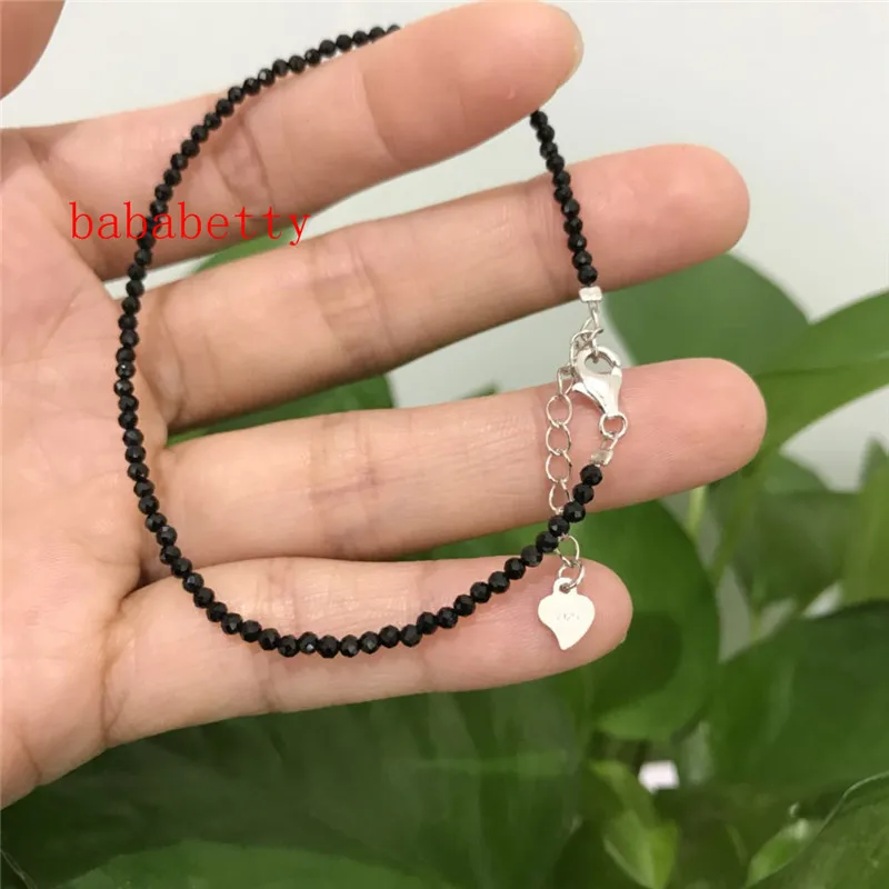 Оптовая продажа новые натуральные гранаты 2-3 мм черные Агаты браслет 7 дюймов