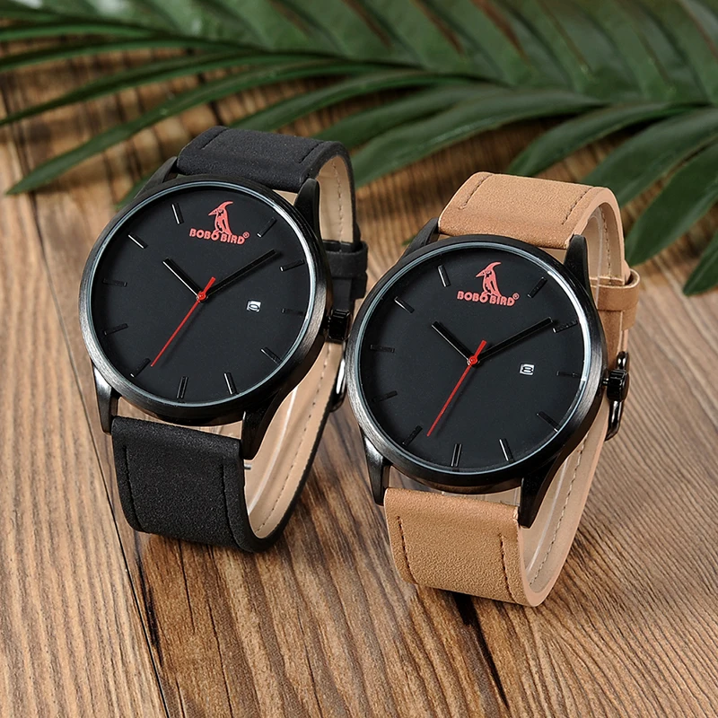 BOBO BIRD Multfunction Calendar Watch Wooden Watches for Men Japanese 2035 Movement Quartz Watches with Leather Band