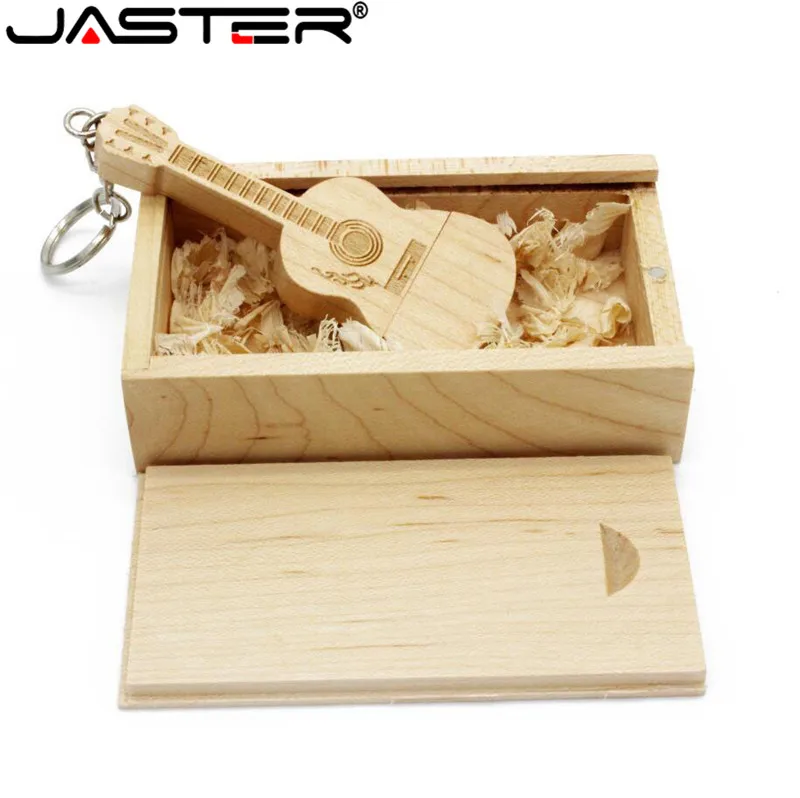 JASTER(более 10 шт. бесплатный логотип) деревянная гитара+ коробка usb флэш-накопитель деревянный Флешка 64 ГБ 16 ГБ 32 ГБ карта памяти U диск свадебные подарки