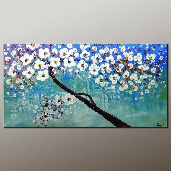 Buy Unframed Hand Painted Blue White