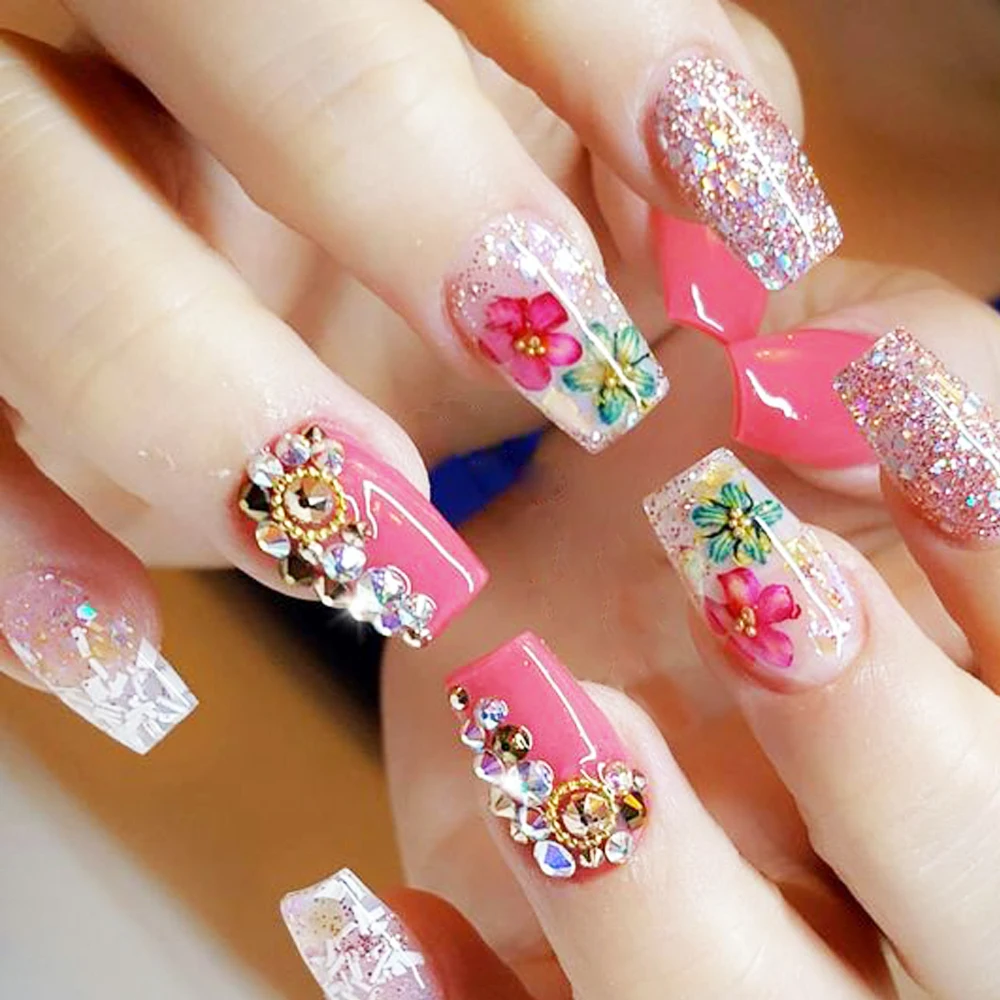1 Wheel Natural Dry Flowers Set 3D Nail Art Decoration Mixed Real Preserved Floral Leaf Slider Sticker DIY Manicure Design LAXHD  (6)