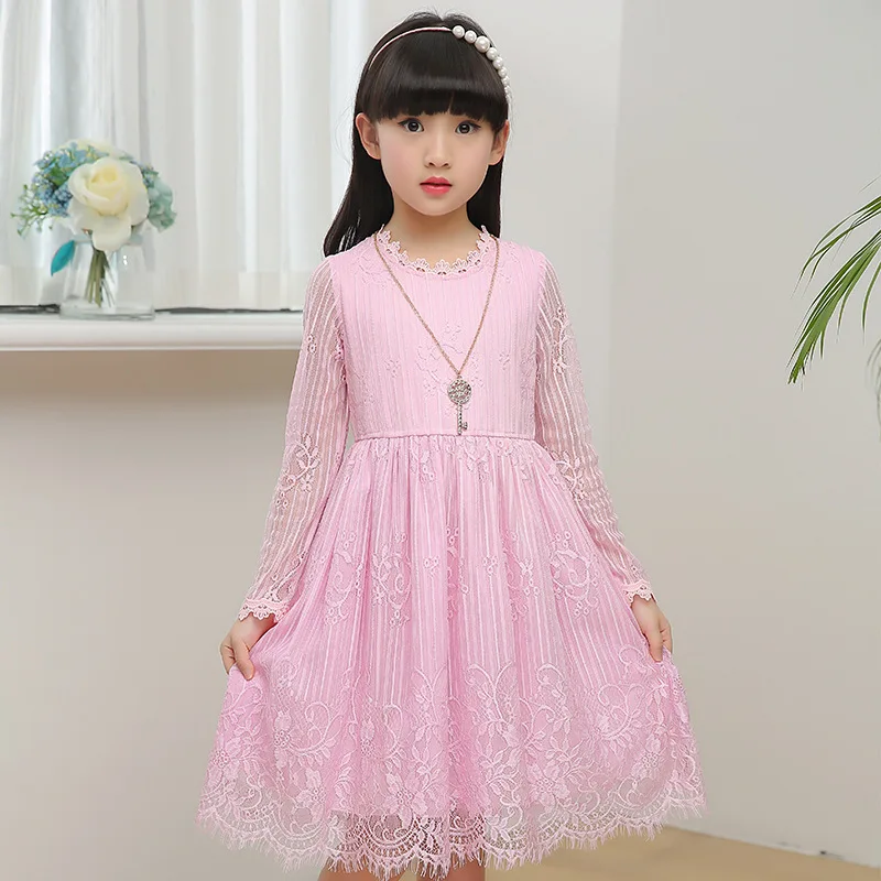 Cute Baby Girl Lace Princess Dress Long Sleeves Girls Summer Dresses