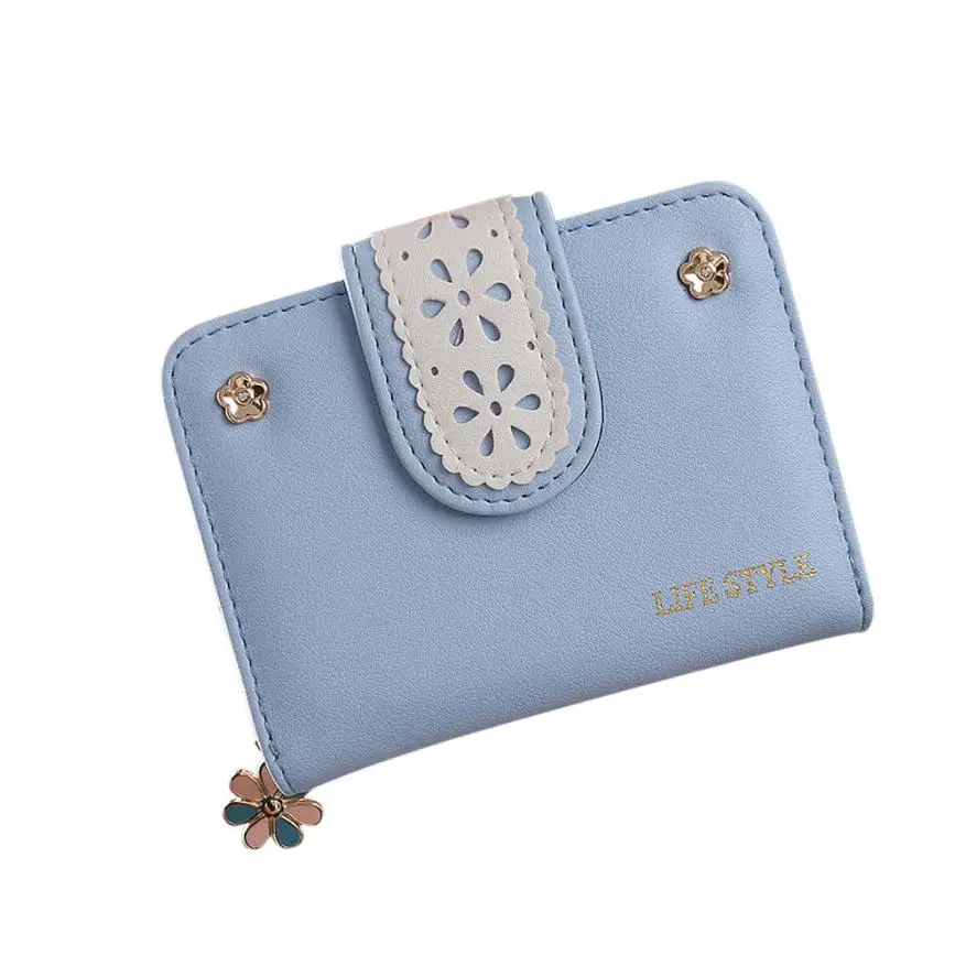 

New Arrival Wallets Women Multi-function High Quality Small Wallet HJollow Out Purse Short Design Two Fold FreeCandy Color Dec26