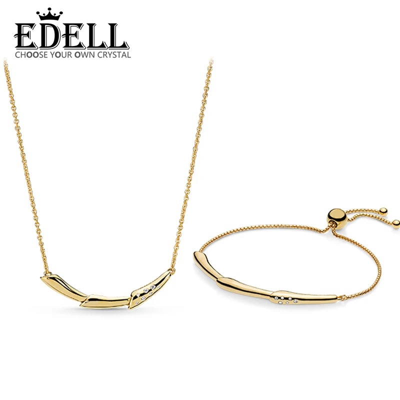 

EDELL 100% 925 Sterling Silver Shine Beautiful Pursuit ZT0338 Gift Set Necklace Bracelet To Send Girlfriend Gifts Spring Jewelry