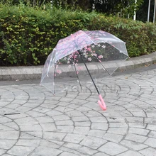 Новая мода Прозрачный Зонтик Вишневый цвет гриб Аполлон принцесса женские дождевые Сакура Длинные зонтики 30 шт