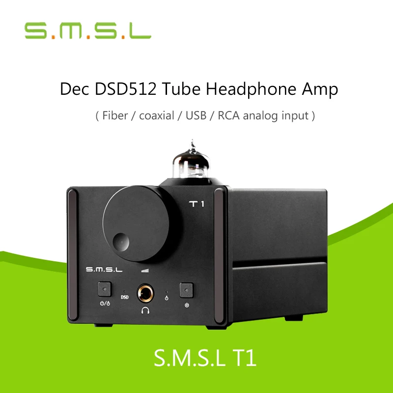 

Decoder SMSL T1 Tube Headphone Amplifiers AK4490EQ+CM6632A DAC DSD512 384KHZ/32Bit OPTIC/Coaxial/XMOS/USB Analog Input 2017 New